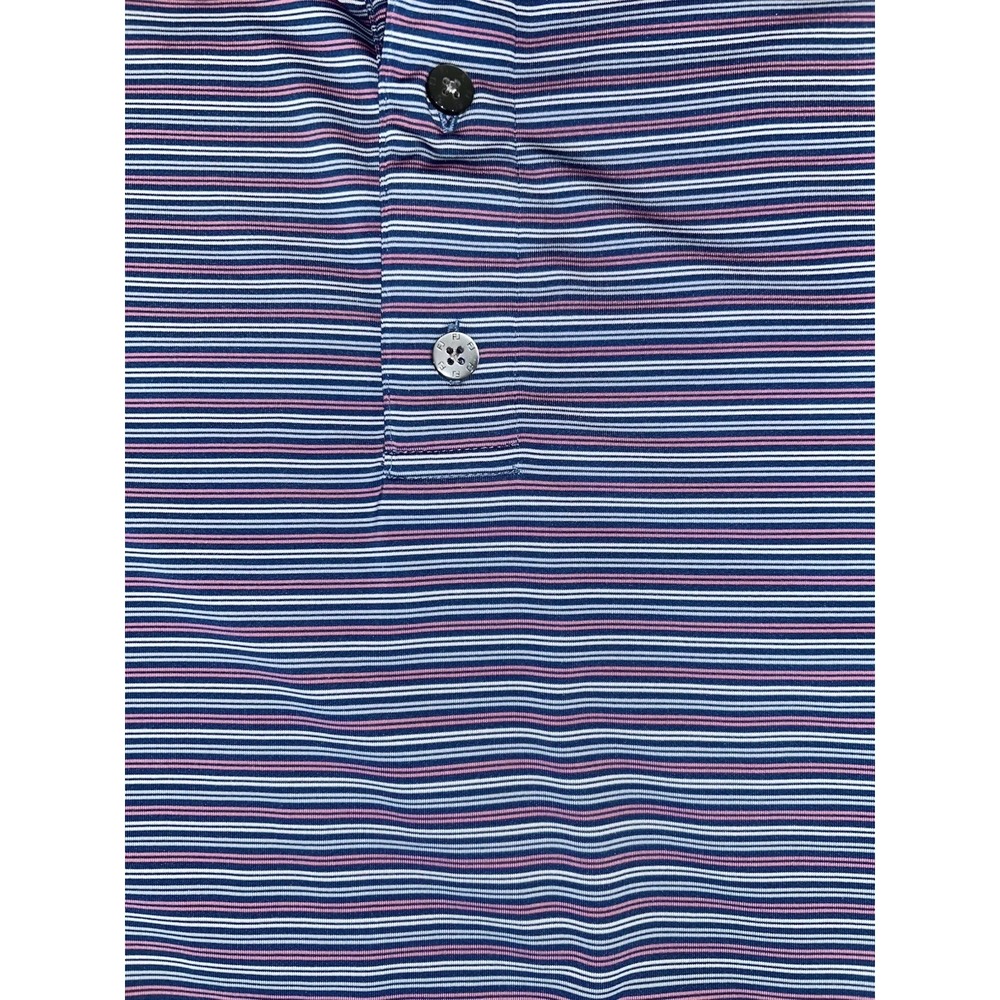 FJ FootJoy Men's Golf Polo Shirt Collared, Blue/Pink, Polyester, Size L - Picture 3 of 6